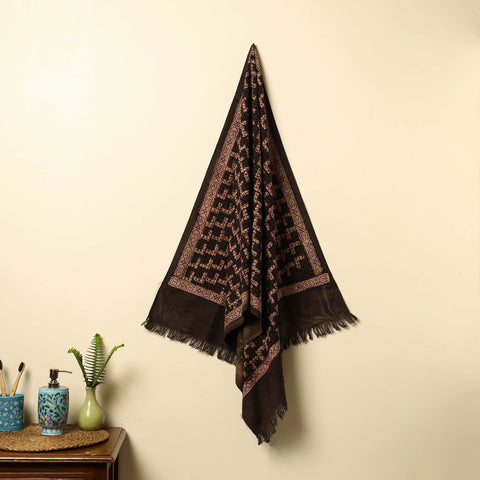  Brown Pipad Block Printed Cotton Handloom Towel