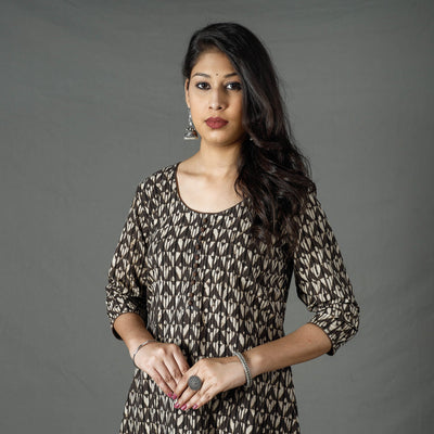  Pipad Block Printed Cotton Long Kurta for Women