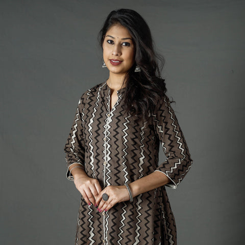 Buy Pipad Block Printed Cotton Long Kurta Online at iTokri.com