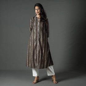 Buy Pipad Block Printed Cotton Long Kurta Online at iTokri.com