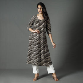  Pipad Block Printed Cotton Long Kurta for Women