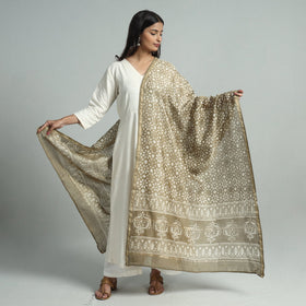  Pipad Block Printed Handloom Chanderi Silk Dupatta 74 