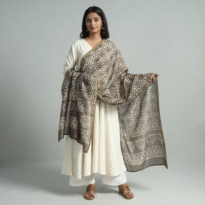  Pipad Block Printed Handloom Chanderi Silk Dupatta 76 Online 