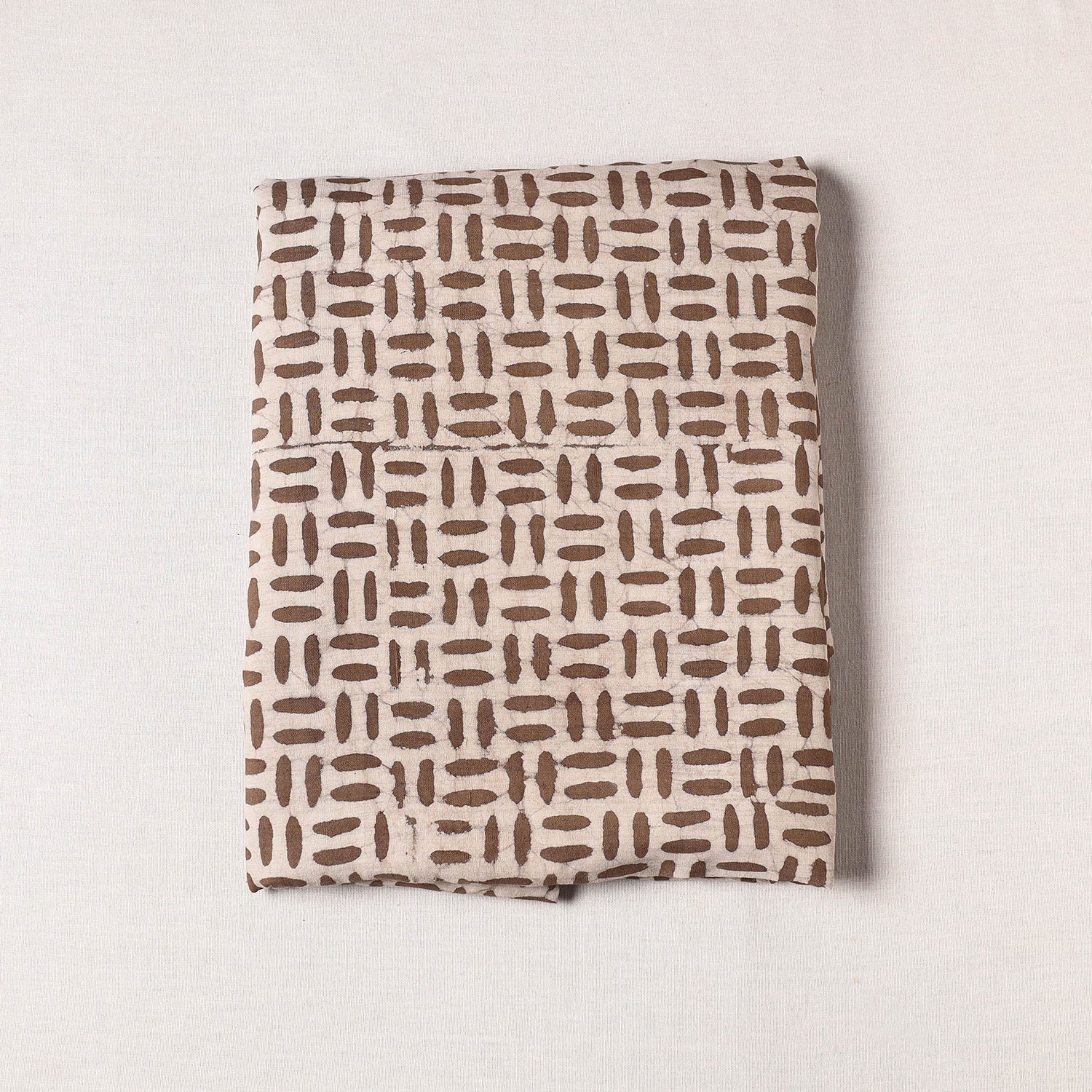 Precut Brown Pipad Block Printing Mulberry Silk Cotton Handloom Precut Fabric