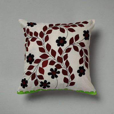 Brown Pipli Applique Work Cotton Cushion Cover 