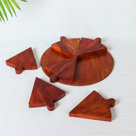 Brown Pizza Platter / Serving Tray Handcrafted with Sheesham Wood