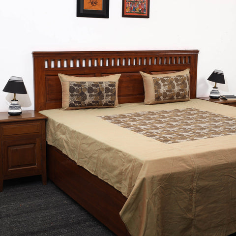 Buy Plain Cotton Double Bedcover with Block Print Patchwork Online at iTokri.com