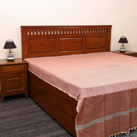 Brown - plain cotton double handloom bed cover (98 x 90 in)