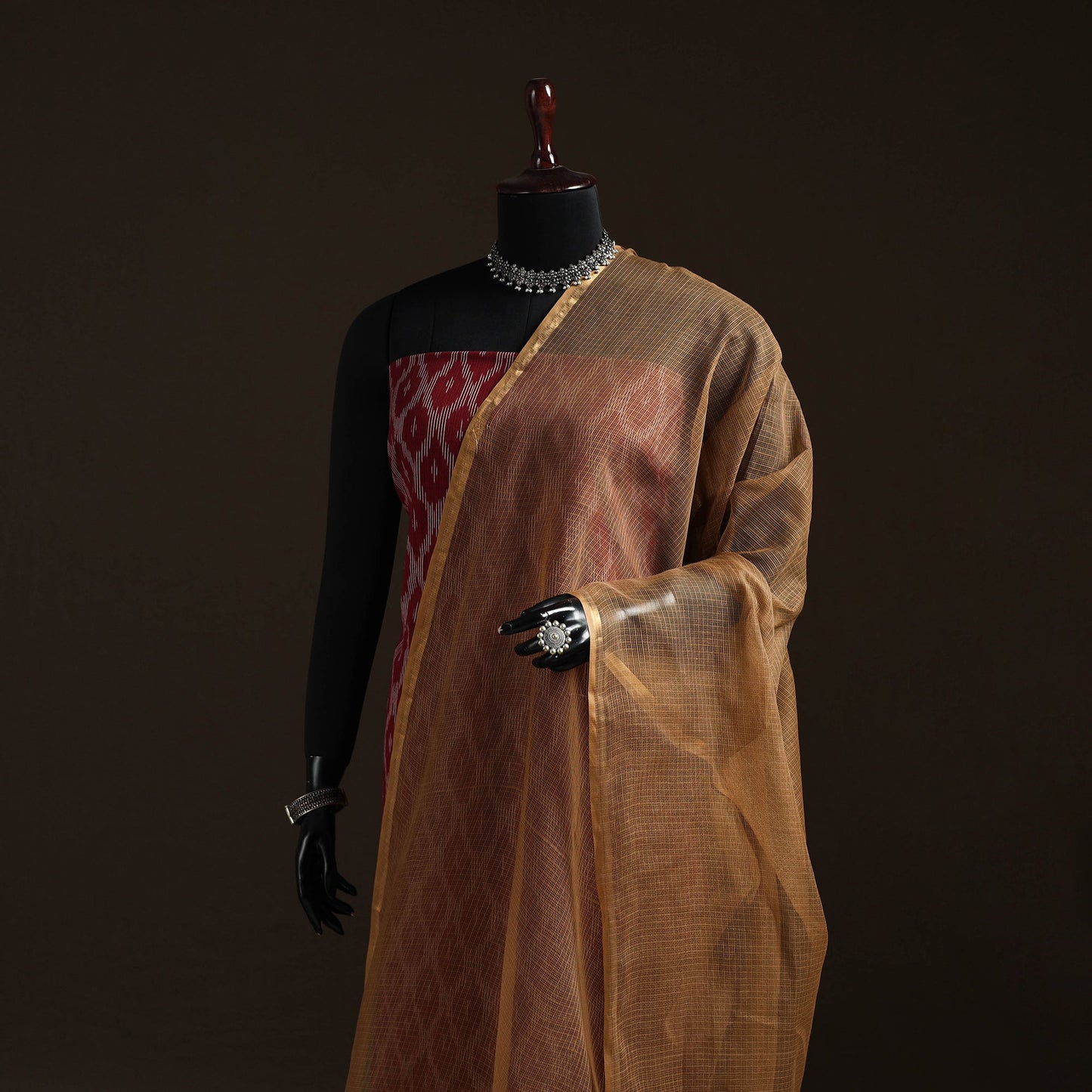 Plain cotton kota doria dupatta 30 - handcrafted