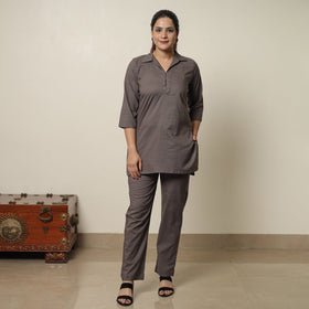 Brown - plain dyed cotton co-ord set 13 - handcrafted