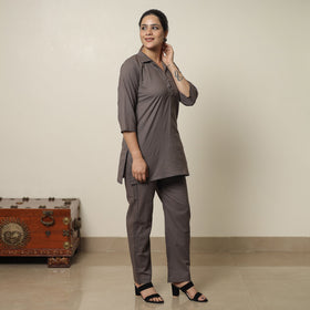 Brown - plain dyed cotton co-ord set 13 - handcrafted