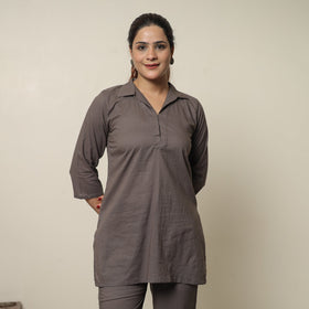 Brown - plain dyed cotton co-ord set 13 - handcrafted