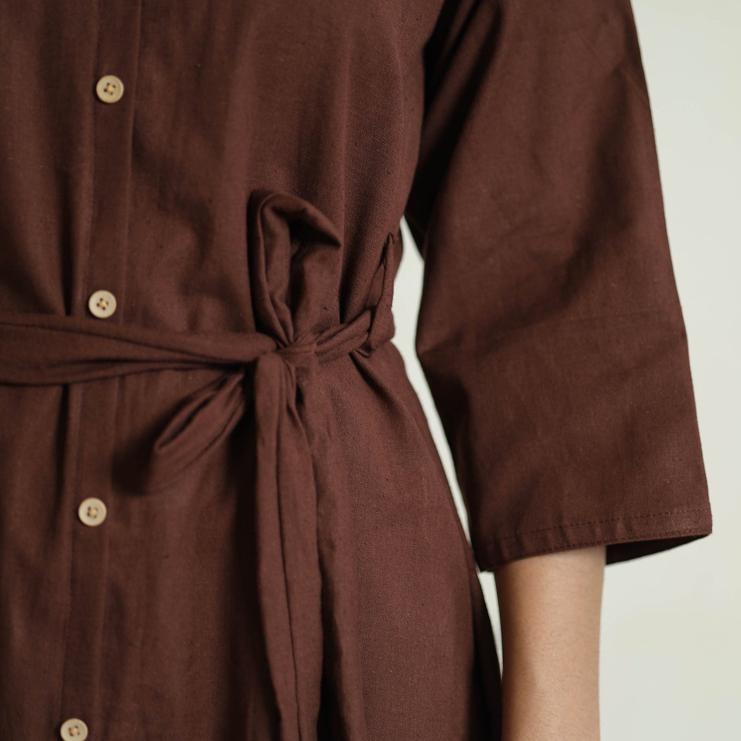  Plain Flex Cotton Collared Neck Buttoned Down Dress 