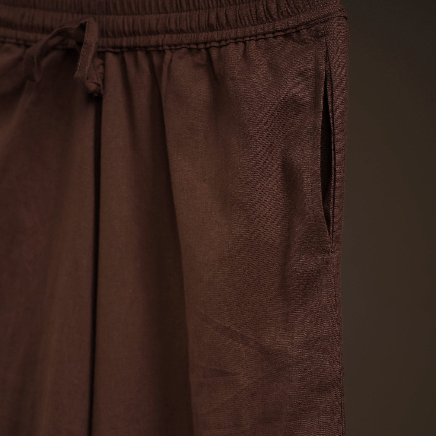 Brown - plain flex cotton elasticated harem pant 18