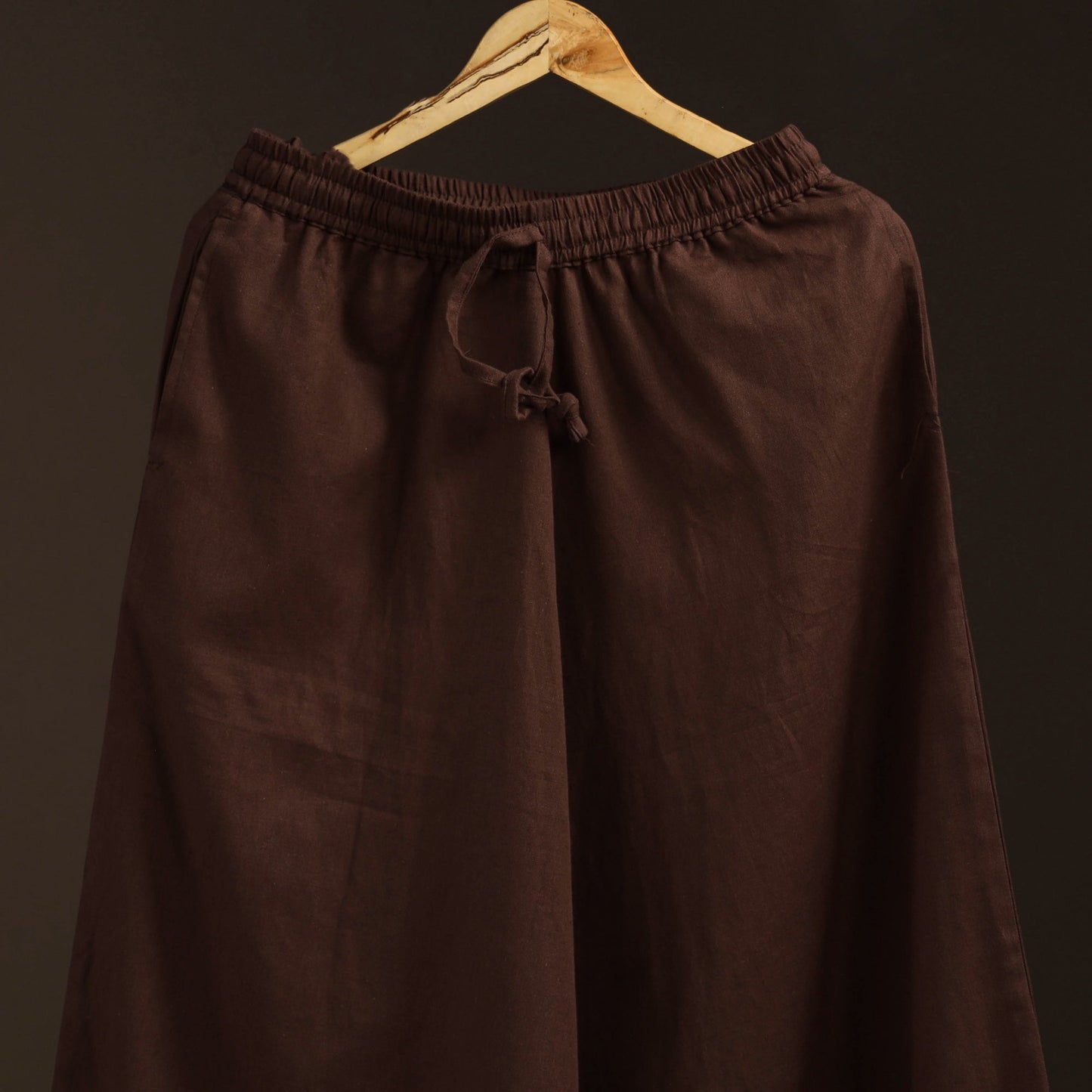 Brown - plain flex cotton elasticated harem pant 18