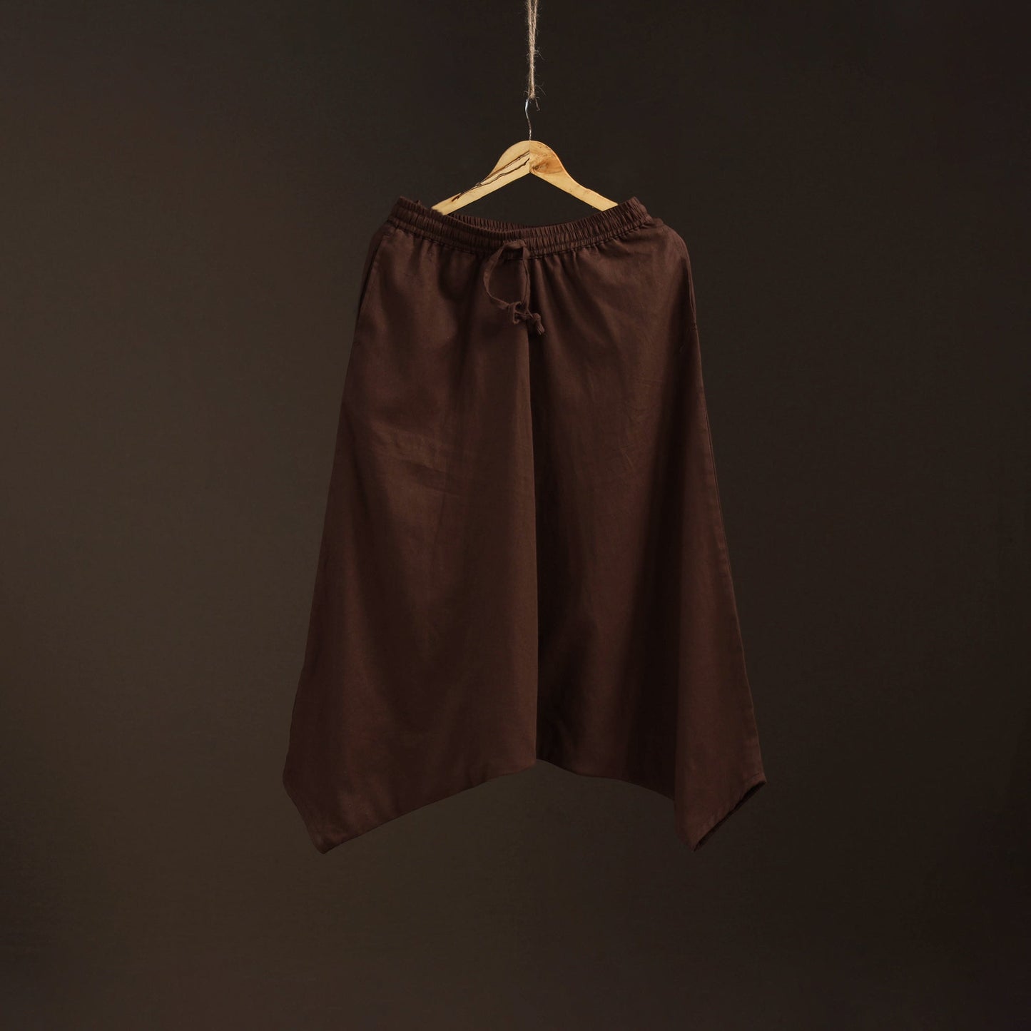 Brown - plain flex cotton elasticated harem pant 18