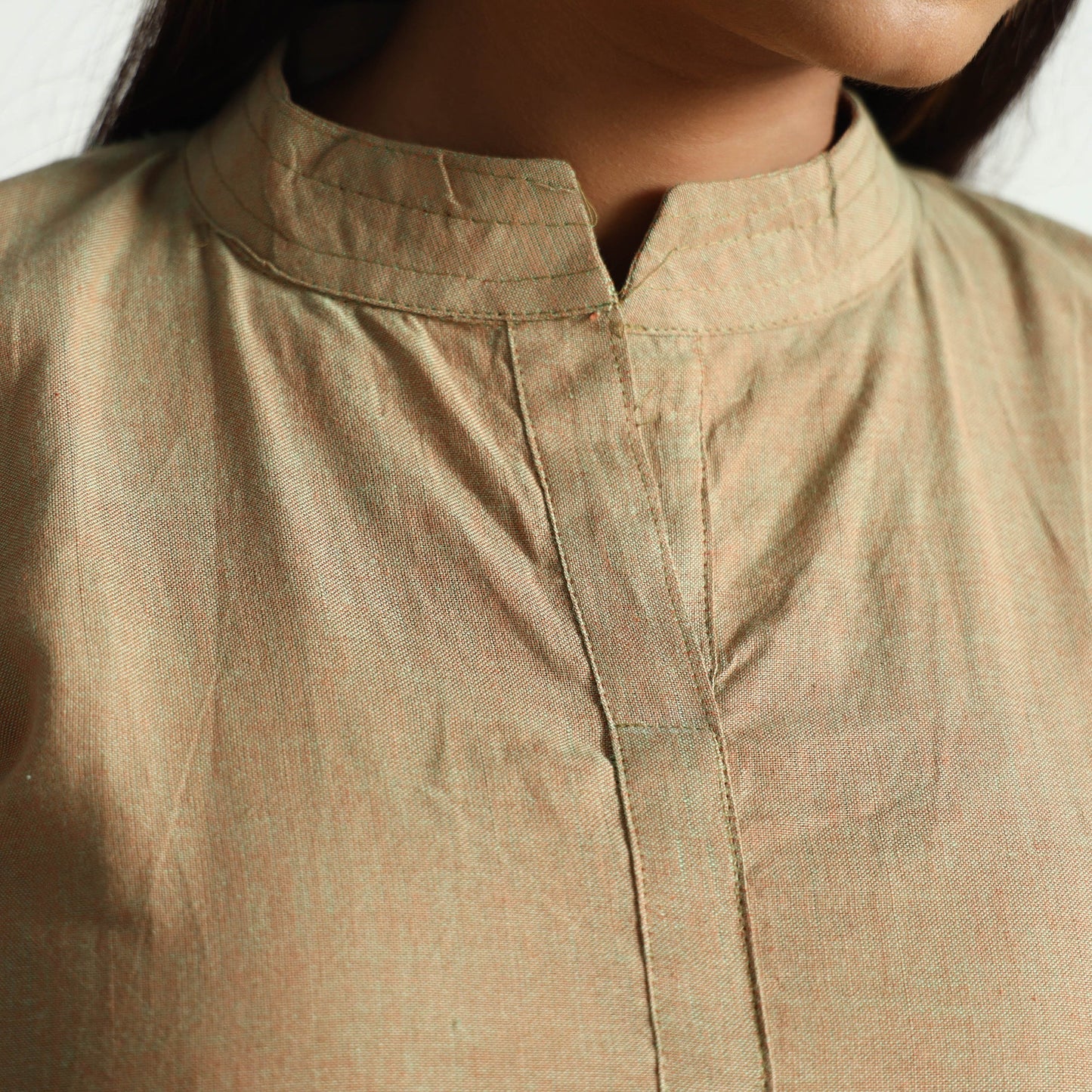 Brown - Plain Handloom Cotton Dress
