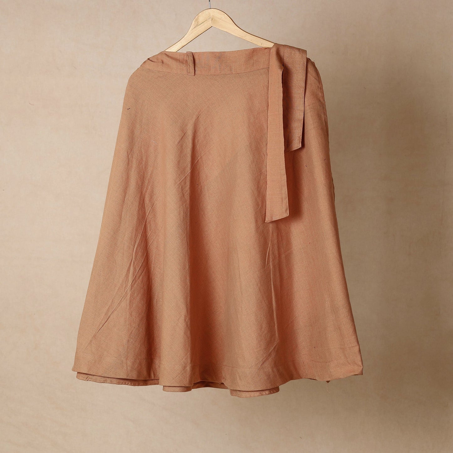 Brown - plain handloom jhiri cotton wrap around skirt