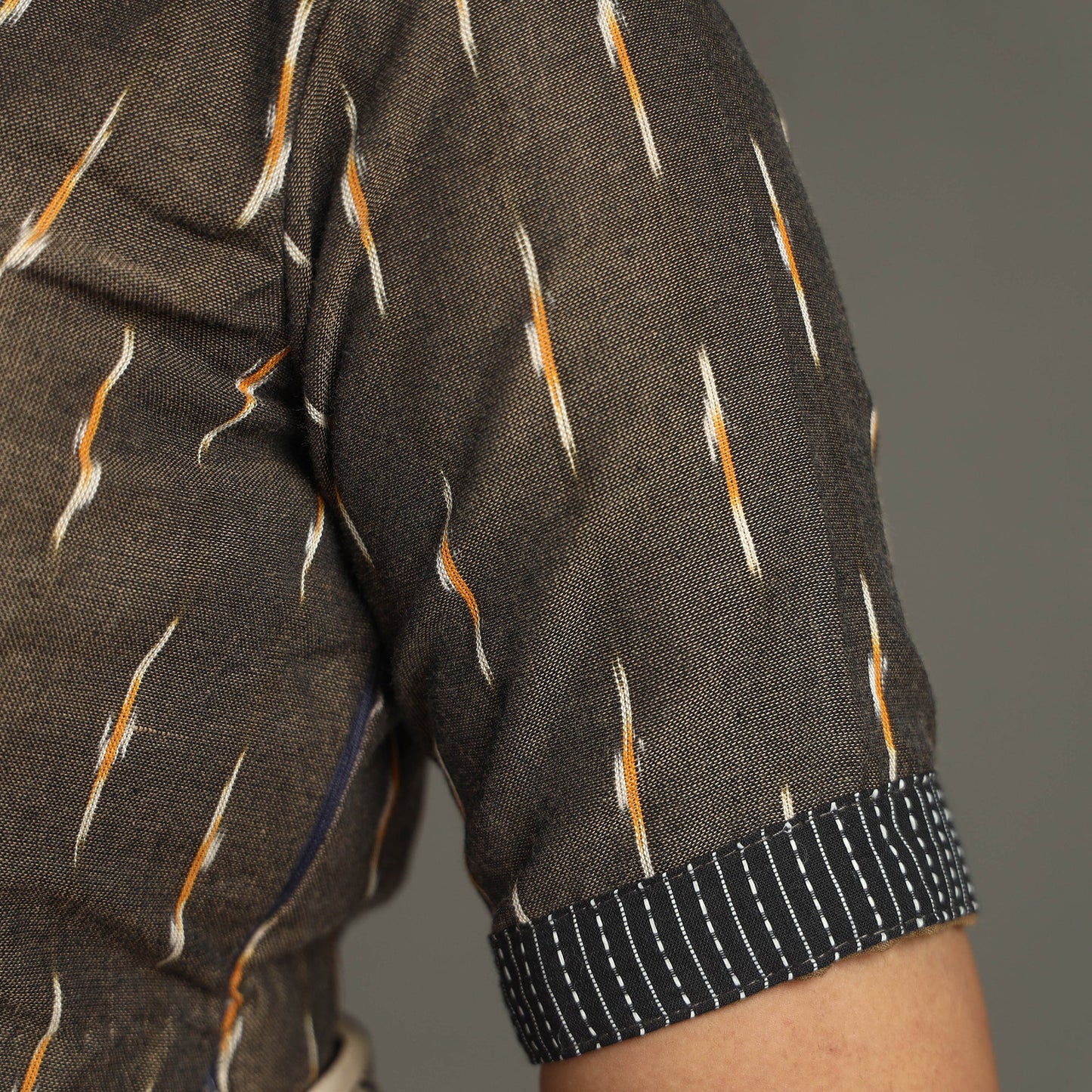 Brown - Pochampally Cotton Stitched Ikat Blouse 08