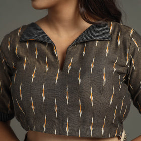 Brown - Pochampally Cotton Stitched Ikat Blouse 08