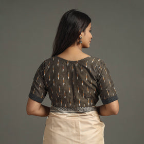 Brown - Pochampally Cotton Stitched Ikat Blouse 08
