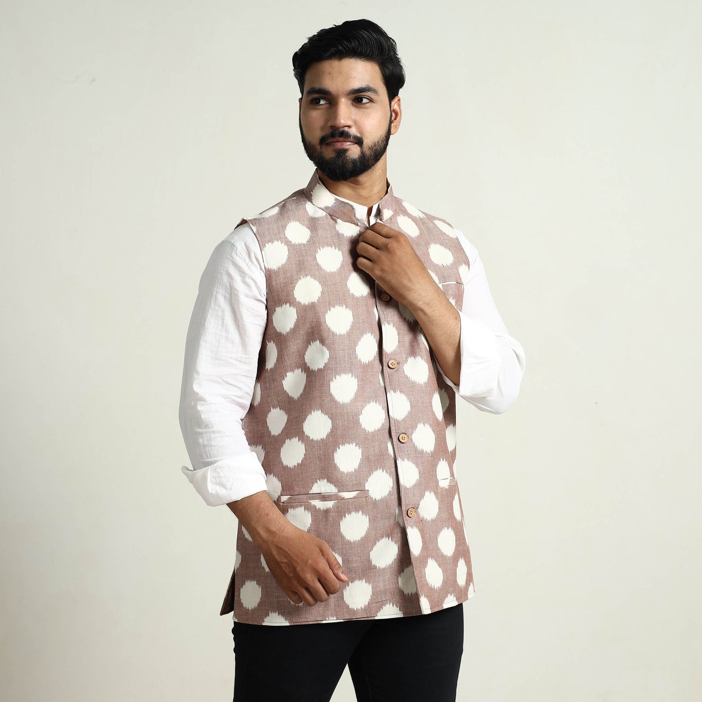 Pochampally Ikat Cotton Nehru Jacket