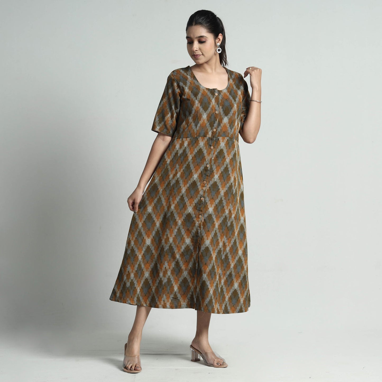  Pochampally Double Ikat Weave Cotton Dress 
