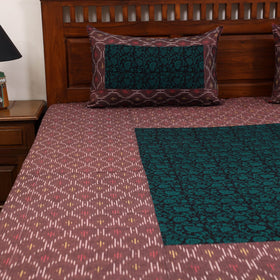 Pochampally ikat with bagh patch cotton bedsheet set 07