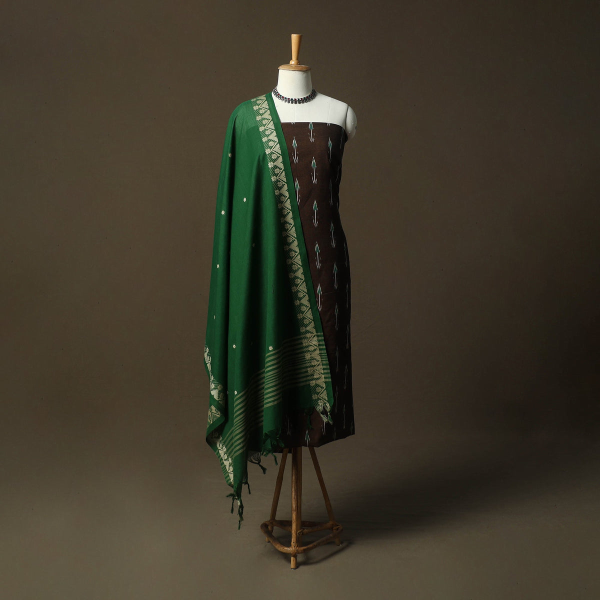 Pochampally ikat cotton 2pc unstitched dress material kurta