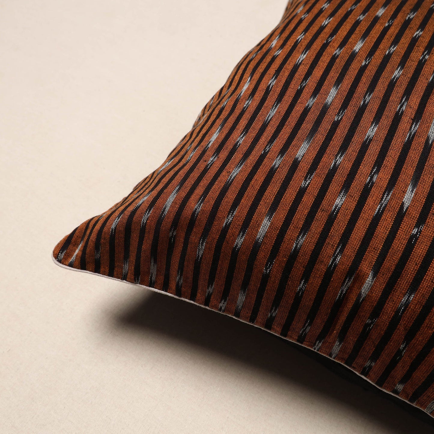 Brown - pochampally ikat cotton cushion cover 05
