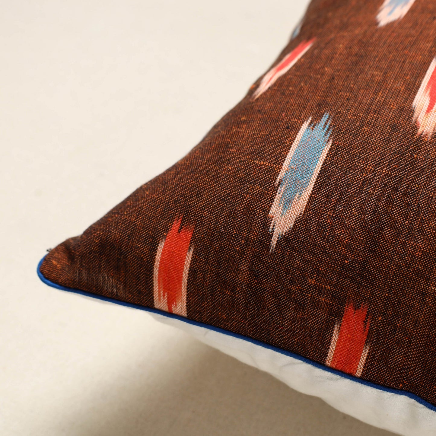 Brown Pochampally Ikat Cotton Cushion Cover (16 x 16 in) 21