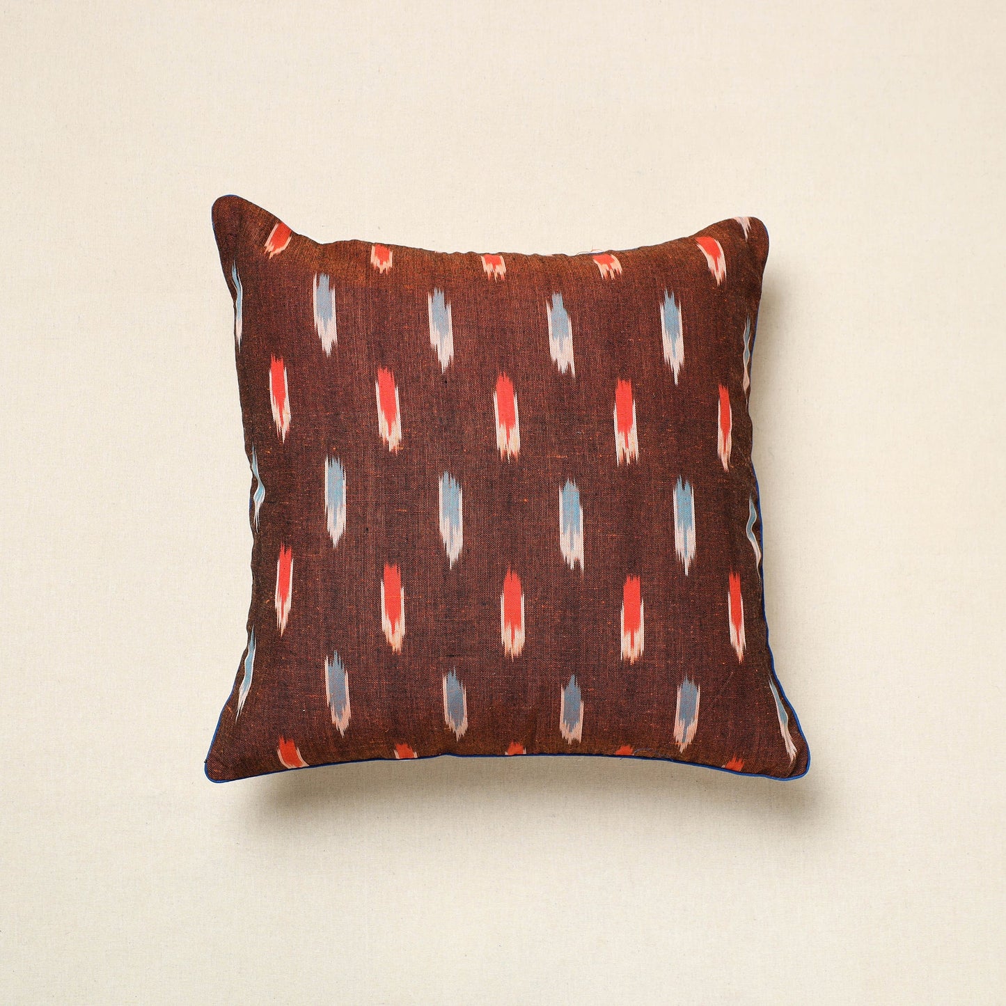 Brown Pochampally Ikat Cotton Cushion Cover (16 x 16 in) 21