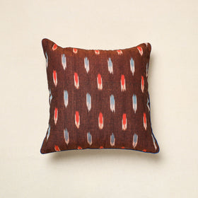 Brown Pochampally Ikat Cotton Cushion Cover (16 x 16 in) 21