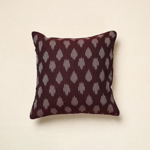 Brown Pochampally Ikat Cotton Cushion Cover 