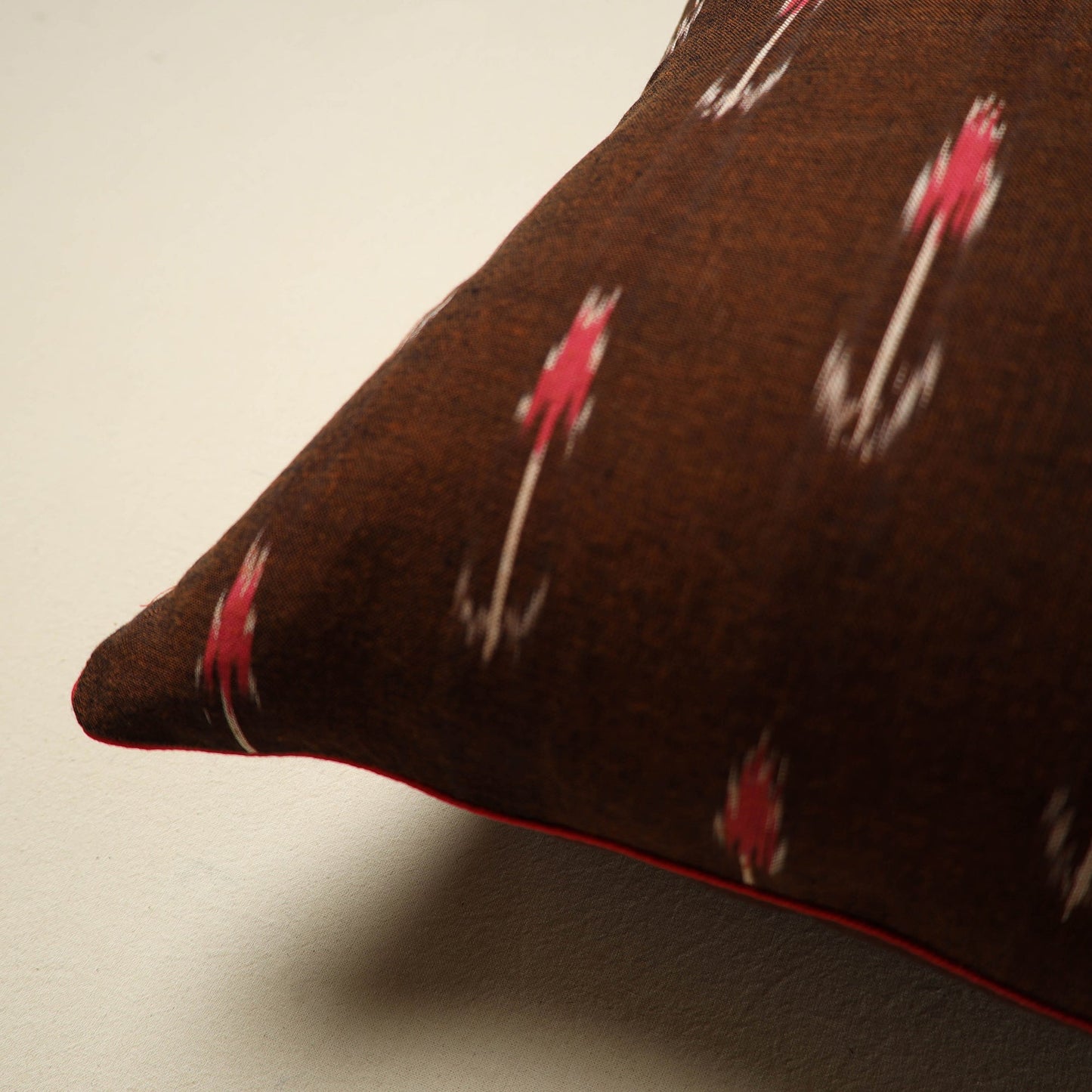 Brown Pochampally Ikat Cotton Cushion Cover