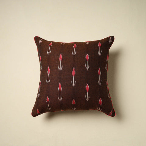 Brown Pochampally Ikat Cotton Cushion Cover