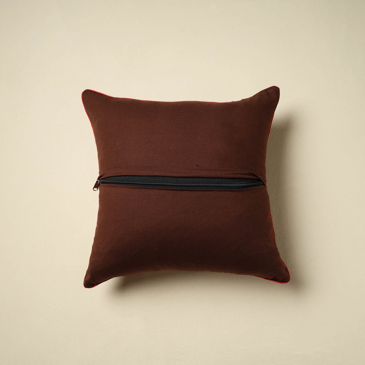 Brown Pochampally Ikat Cotton Cushion Cover