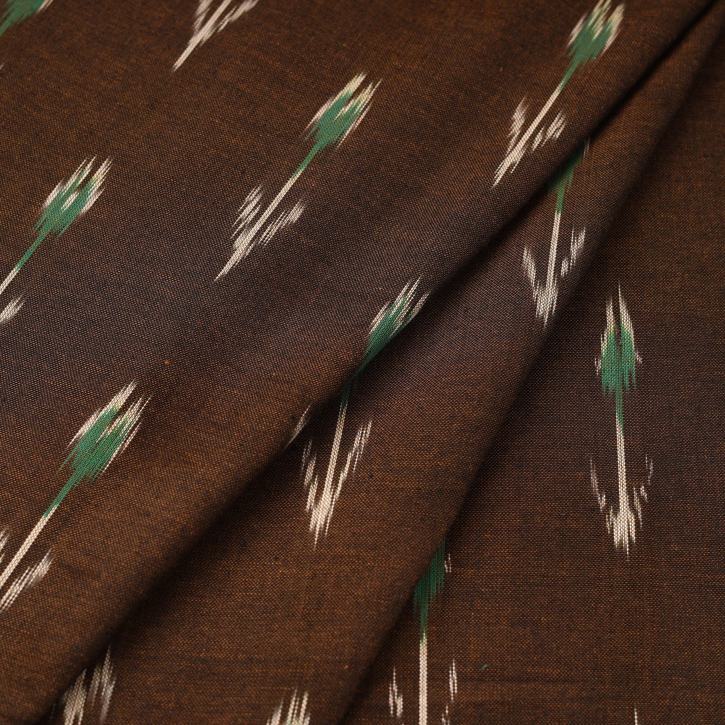 Brown Pochampally Ikat Cotton Fabric
