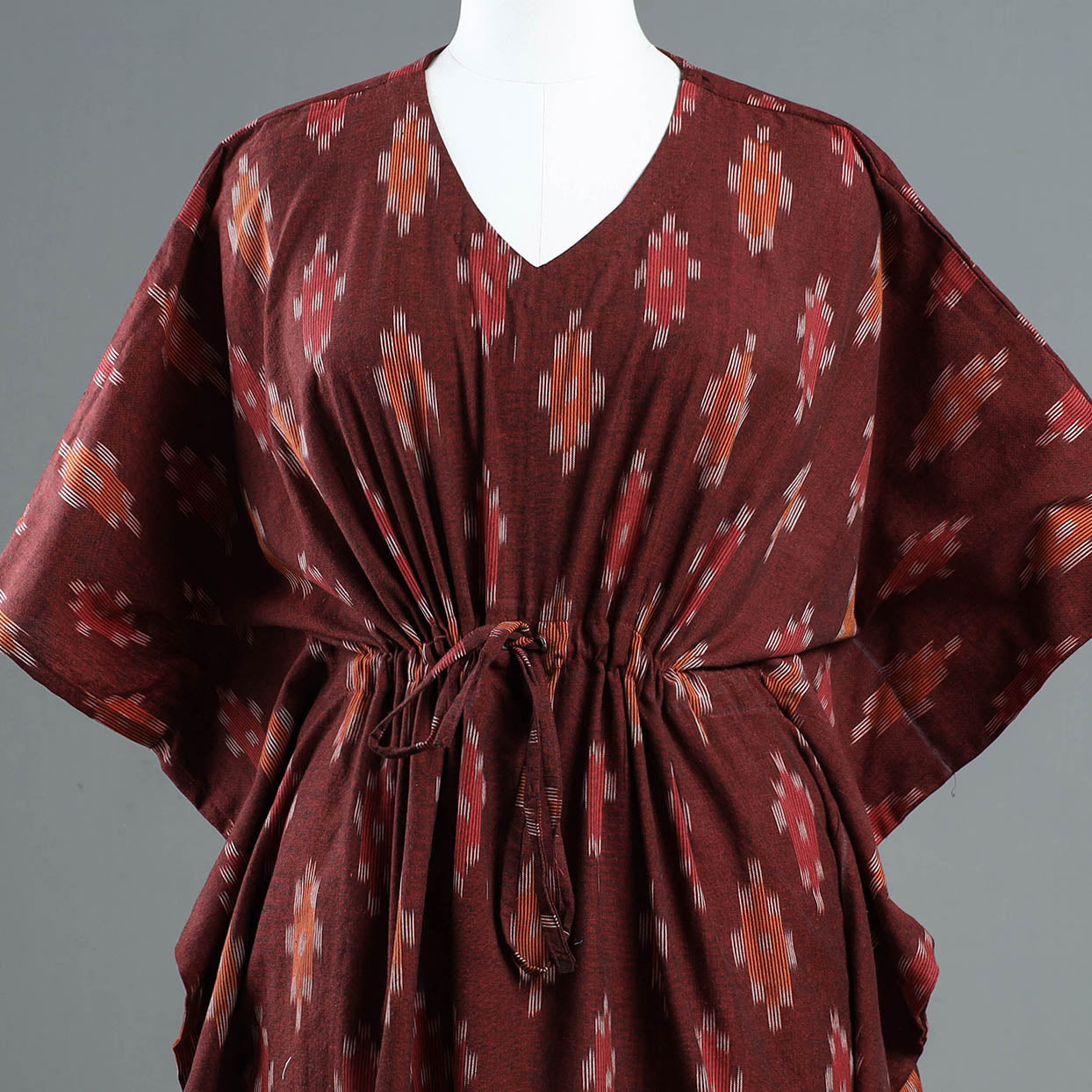 Buy Pochampally Ikat Cotton Kaftan with Tie-Up Waist Online at iTokri.com