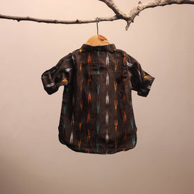 Brown - pochampally ikat cotton kids kurta (6-12 months) 17