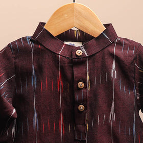 Brown - pochampally ikat cotton kids kurta (6-12 months) 30