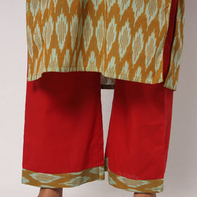 Brown - pochampally ikat cotton kurta with palazzo &