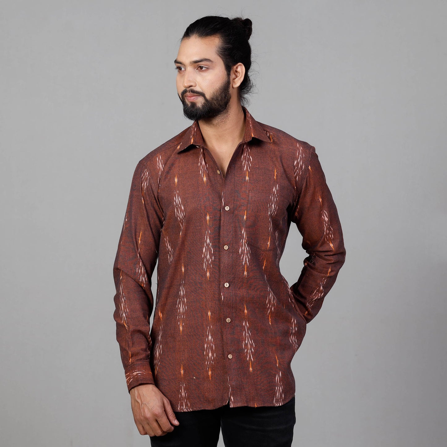 Buy Pochampally Ikat Cotton Men Full Sleeve Shirt Online at iTokri.com