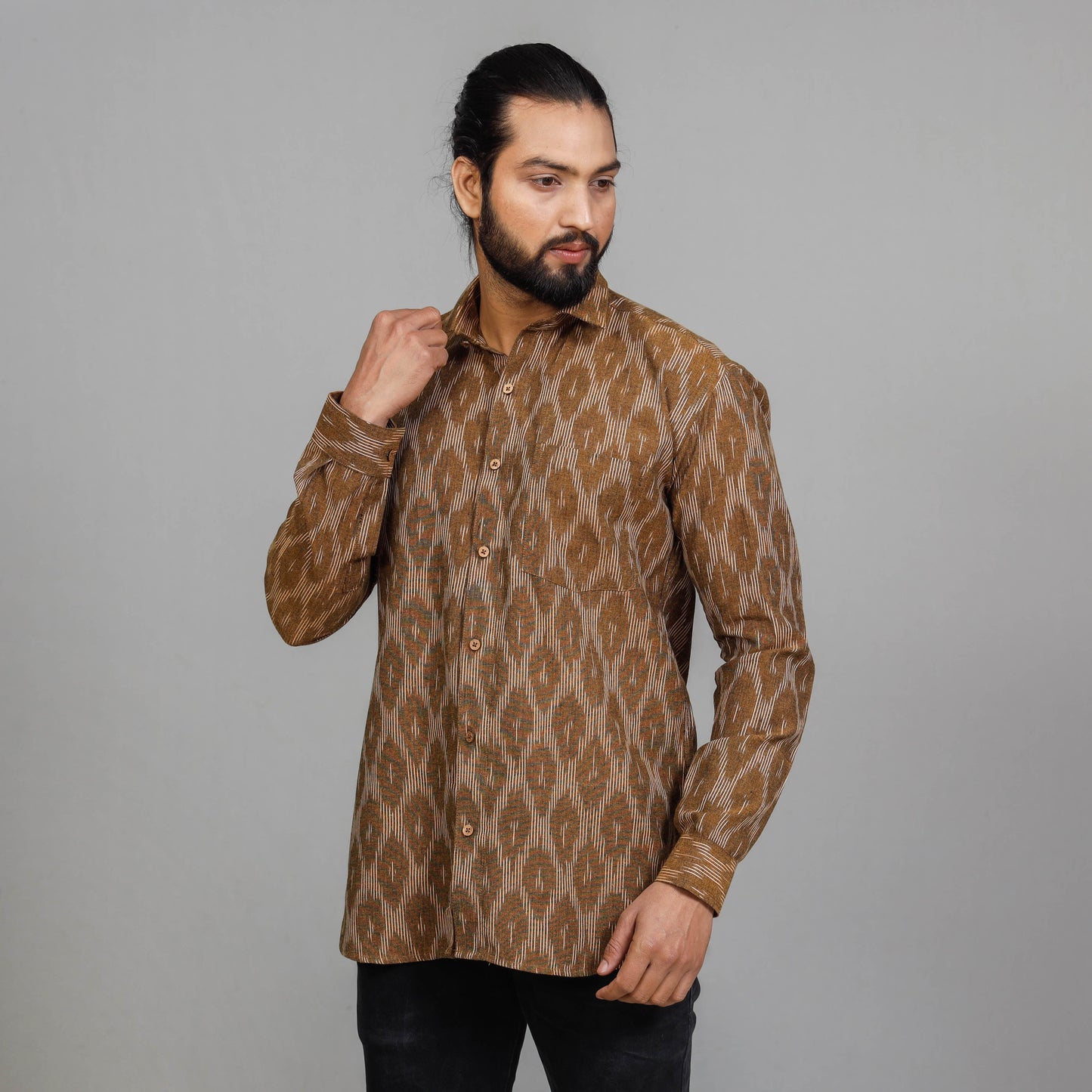  Pochampally Ikat Cotton Men Full Sleeve Shirt 