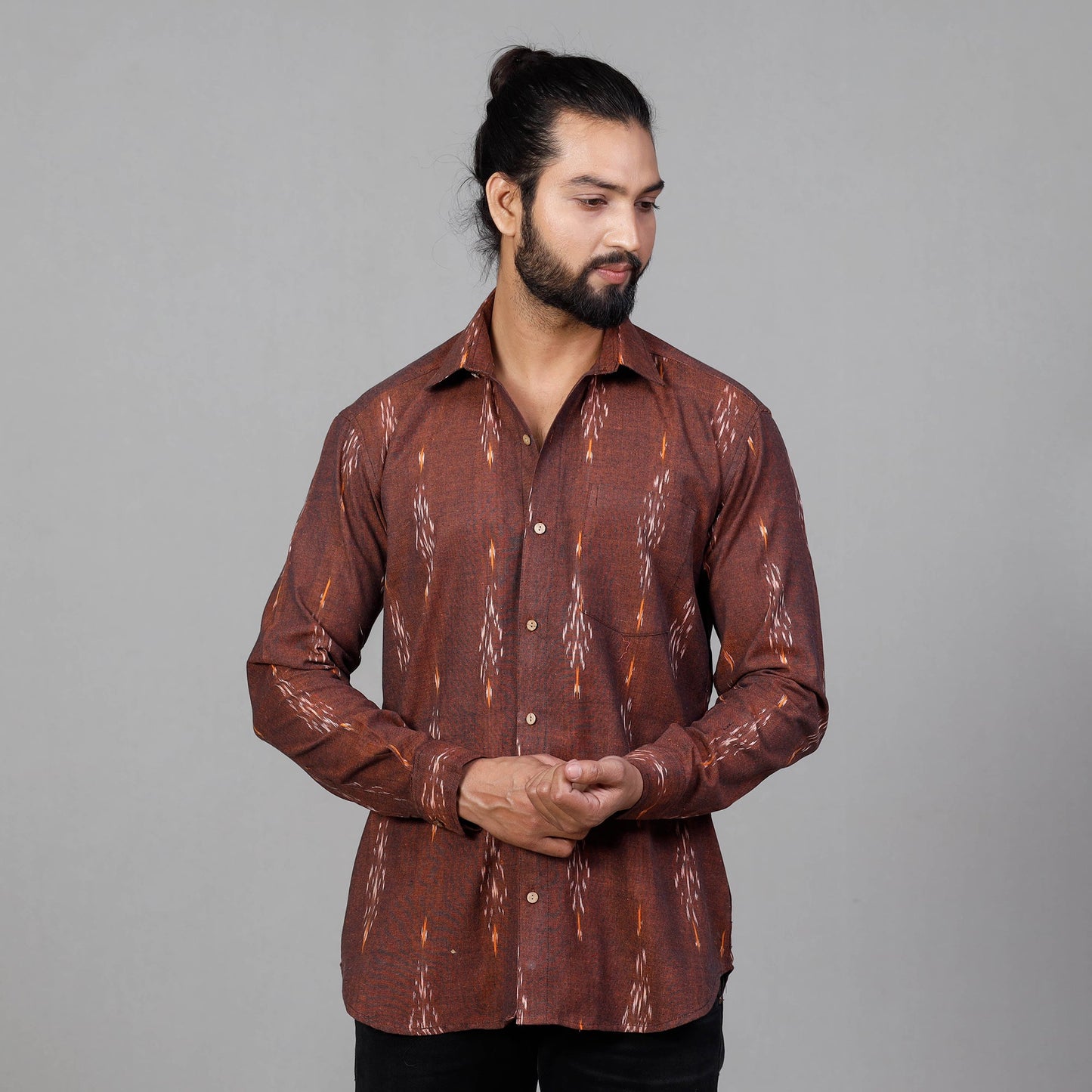 Buy Pochampally Ikat Cotton Men Full Sleeve Shirt Online at iTokri.com