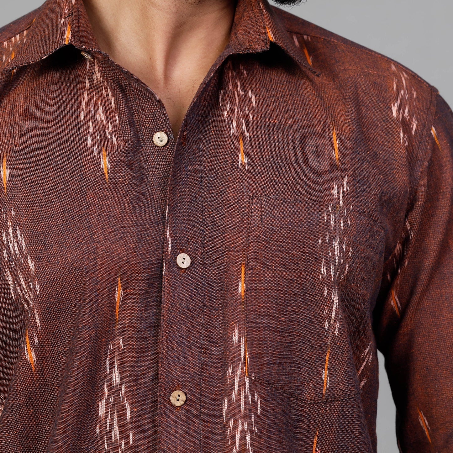 Buy Pochampally Ikat Cotton Men Full Sleeve Shirt Online at iTokri.com