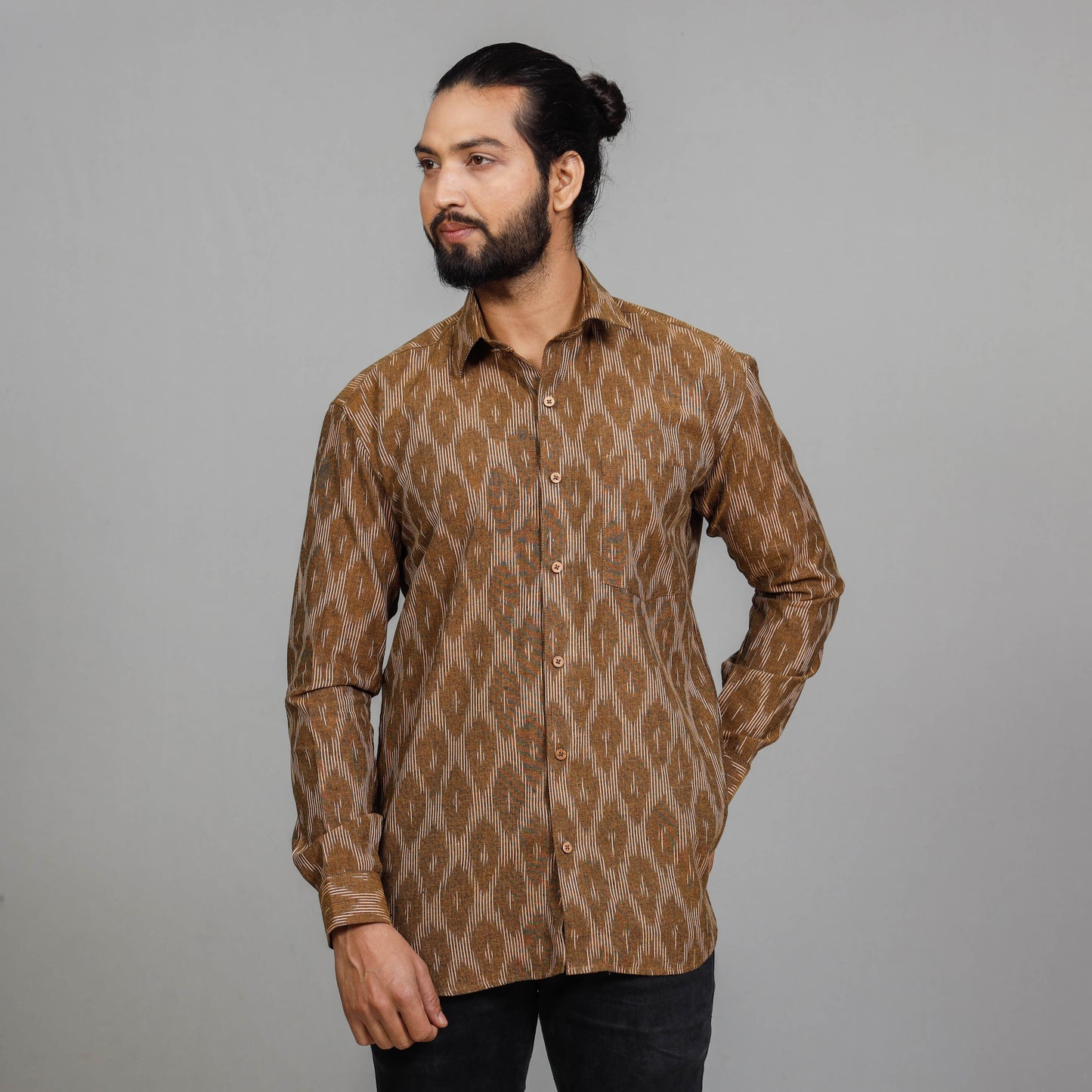  Pochampally Ikat Cotton Men Full Sleeve Shirt 