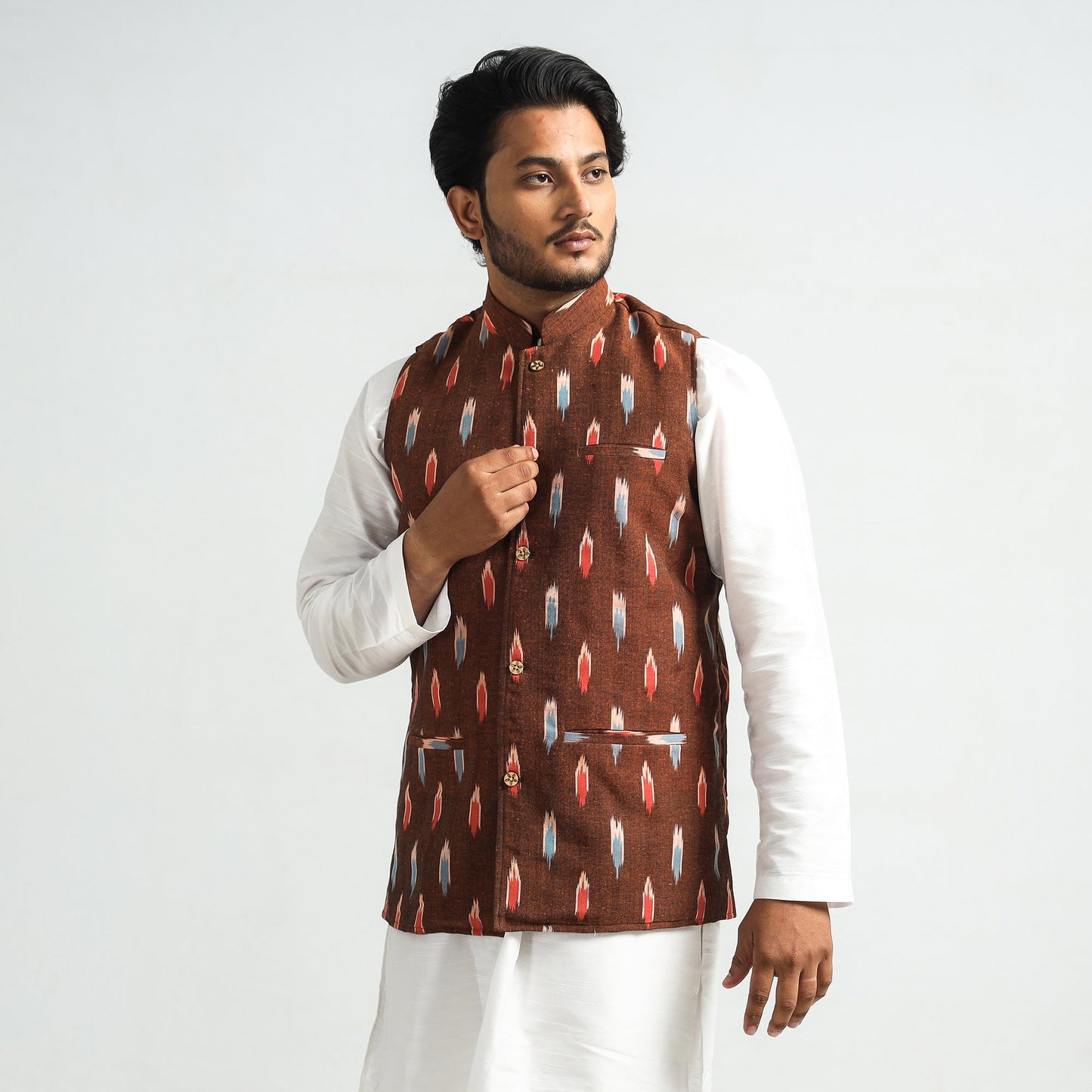pochampally ikat nehru jacket