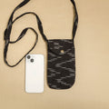 Brown Pochampally Ikat Cotton Sling Mobile Pouch