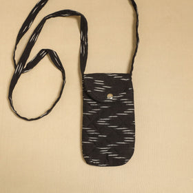 Brown Pochampally Ikat Cotton Sling Mobile Pouch